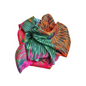 sciarpa seta donna fantasia fiore stilizzato fucsia