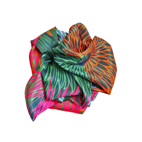 sciarpa seta donna fantasia fiore stilizzato fucsia