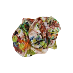 sciarpa seta donna fantasia peonie anemoni piegata