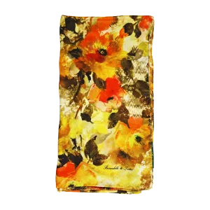 sciarpa seta camelie giallo oro arancio oliva avorio