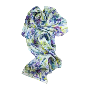 sciarpa floreale blu lavanda lime verticale