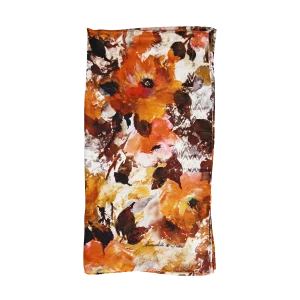 sciarpa fiori camelie rame cacao miele avorio