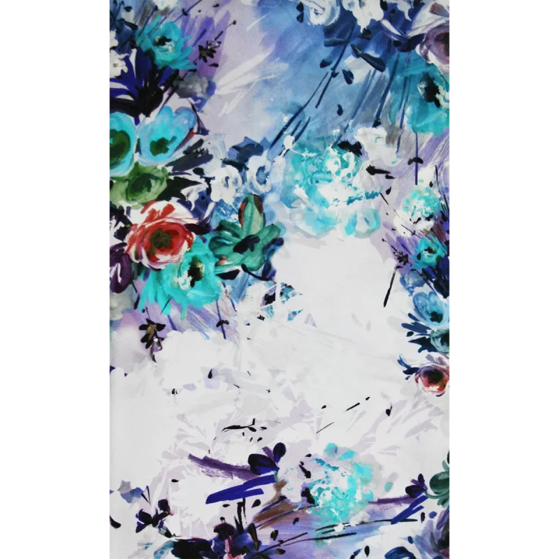 disegno sciarpa fiori lavanda blu