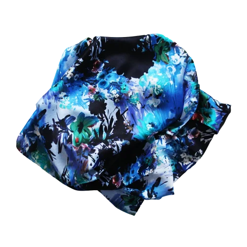 sciarpa fiori blu notte nero azzurro