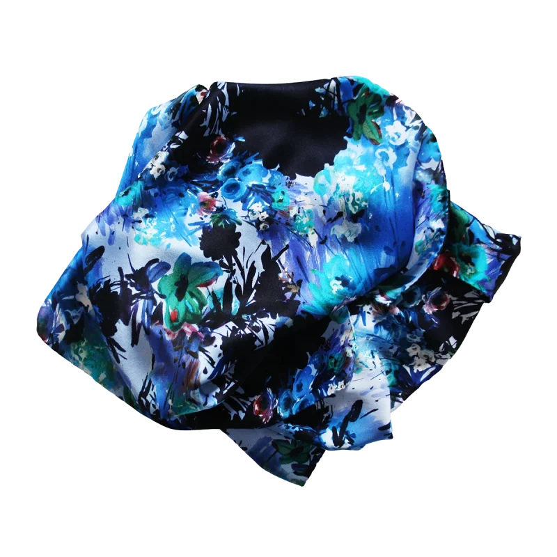 sciarpa fiori blu notte nero azzurro