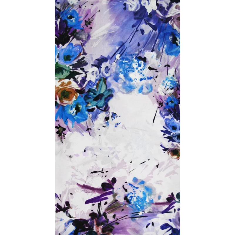 disegno sciarpa giardino pittorico lilla blu