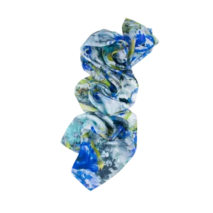 sciarpa distesa fiori blu