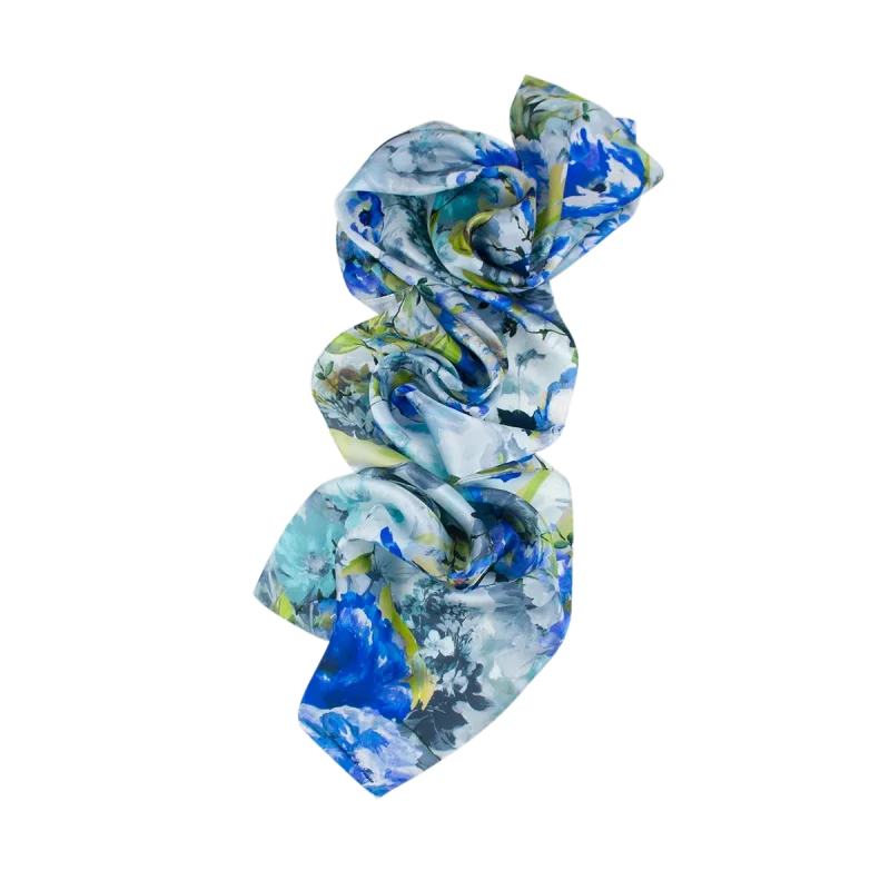 sciarpa distesa fiori blu