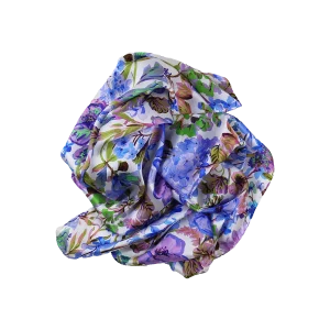 sciarpa seta fiori da campo lilla piegata