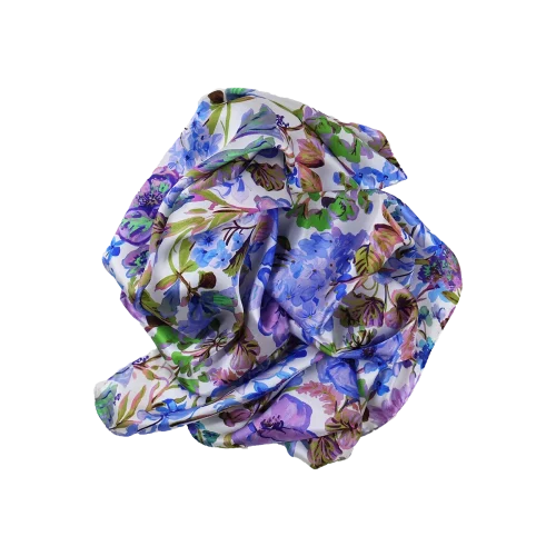sciarpa seta fiori da campo lilla piegata
